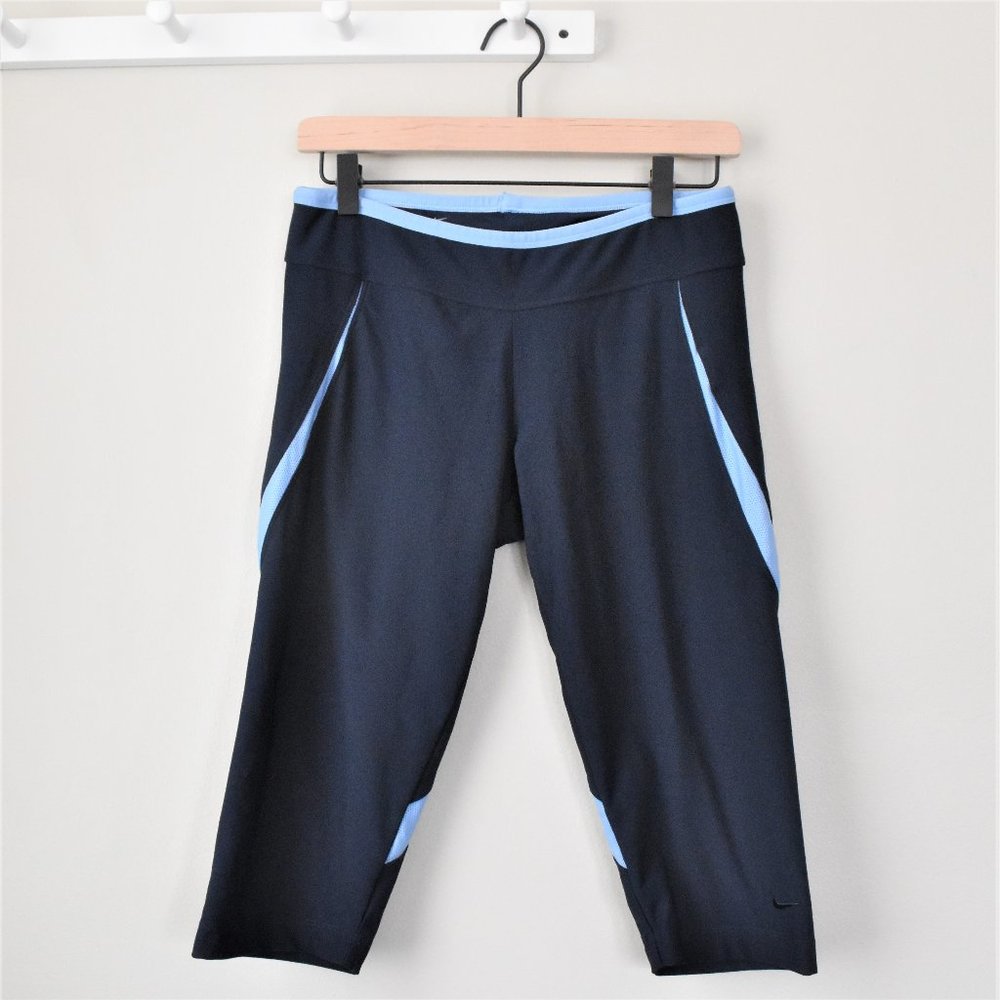 Nike Dri-Fit Navy Cropped Pants with Mesh Panels